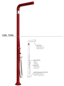 Doccia da Esterno Tradizionale FUNNY YANG CON DOCCINO MIXER,DEVIATORE, per Giardino Dimensioni 17x17x h 210 cm peso 9,5 kg, Miscelatore Arkema COLORE Ruby