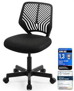 Sedia da ufficio ergonomica senza braccioli, regolabile in altezza, con rotelle, schienale confortevole, ideale per l'ufficio domestico, lo studio o l'ambiente di lavoro. - Colore: nero