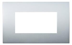 Placca 4 moduli 504 in plastica argento compatibile anche con Vimar Arké