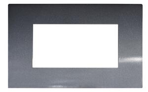 Placca 4 moduli 504 in plastica acciaio scuro compatibile anche con Vimar Arké