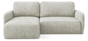 Divano angolare color crema allungabile/con contenitore (con penisola a sinistra/con chaise lounge) con rivestimento in ciniglia Lilo – Makamii