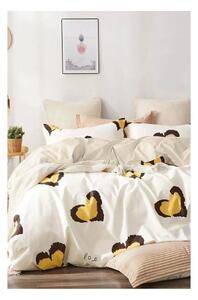 Biancheria da letto gialla in cotone renforcé per letto matrimoniale/per letto esteso con lenzuolo incluso/4 pezzi 200x220 cm Double Heart – Mila Home