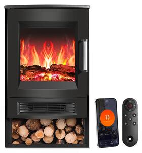 Vigevee Caminetto elettrico da pavimento, 1800 W, con Wi-Fi e telecomando