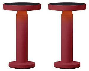 Luxus Europe - Lampada da tavolo solare Rio - Set da 2 - Bordeaux - Lampada da tavolo LED solare senza fili per esterni - Alimentazione a energia solare e ricarica tramite USB-C