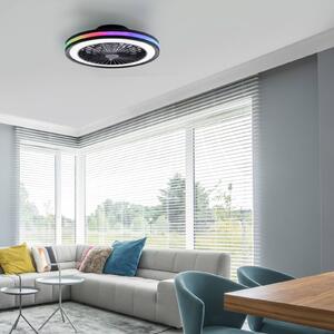JUST LIGHT. GmbH Ventilatore da soffitto LED Brandon, nero, RGBW, CCT, Ø 46,5 cm dimmerabile, Nero, Soggiorno / Sala da pranzo, Plastica, Moderno