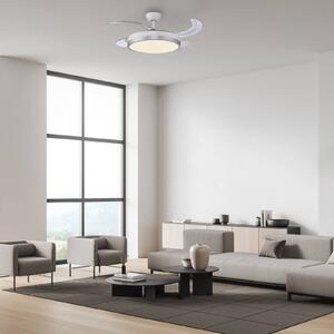 JUST LIGHT. GmbH Ventilatore da soffitto LED Kopta argento, CCT, telecomando, Ø 107 cm Kopta, dimmerabile, Alluminio / Grigio / Zincato, Soggiorno / Sala da pranzo, Metallo, Moderno