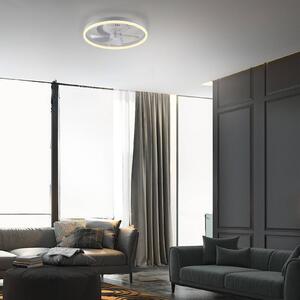 JUST LIGHT. GmbH Ventilatore da soffitto LED Rita bianco, CCT, telecomando, Ø 50 cm Rita, dimmerabile, Bianco / Opale, Soggiorno / Sala da pranzo, Metallo, Moderno
