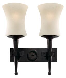 Applique Classica Cartwheel Acciaio Nero Vetro 2 Luci E27