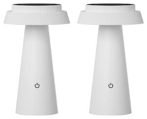 Luxus Europe - Lampada da tavolo solare Mambo - Set da 2 pezzi, colore bianco - Lampada da tavolo solare LED per esterni, senza fili, alimentata a energia solare e ricaricabile tramite USB-C