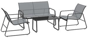 Outsunny Set da Giardino da 4 Pezzi con Tavolino,Panchina e 2 Sedie, Arredamento in Metallo e Texteline, Grigio Chiaro | Aosom Italy