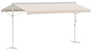 Outsunny Store Doppio Pendio Manuale retrattile Inclinazione regolabile Acciaio epossidico Bianco Poliestere impermeabilizzato Anti-UV Beige dim. 4,50L x 3,40l x 2,55H m