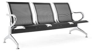 Panca di attesa INDOOR 3 posti in acciaio microforato grigio Dimensioni 180x68 h78 cm Peso kg 30 in acciaio microforato con trattamento antiruggine colore Nero