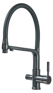 Rubinetto da cucina con filtro, struttura in ottone resistente, design a doppia maniglia, nero opaco