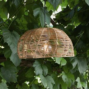 PR Home Lampada a sospensione da esterno Mayla, rattan naturale, Ø 43 cm, spina IP44 Mayla, Legno chiaro, Legno