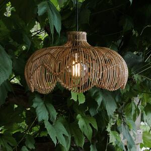 PR Home Lampada a sospensione da esterno Belle, rattan naturale, Ø 43 cm, spina IP44 Belle, Legno chiaro, Legno