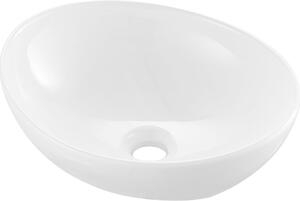 Lavabo moderno ovale in Vetroceramica - Lavabo da appoggio 409x341x144 mm - Interno bagno - Sanitari in Vetroceramica di alta qualità - Design elegante
