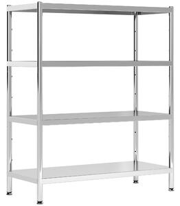 Scaffale da Cucina a 4 Livelli Regolabili 91x40x108 cm in Acciaio Inox Argento