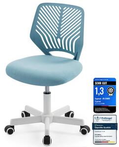Sedia da ufficio ergonomica senza braccioli, regolabile in altezza, con rotelle, schienale confortevole, ideale per l'ufficio domestico, lo studio o l'ambiente di lavoro. - Blu
