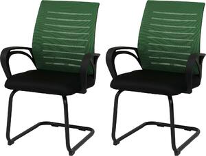 Set di 2 sedie da sala da pranzo HWC-K51, sedie con braccioli, tessuto/materiale tessile (250 g/m²) ~ verde, struttura nera