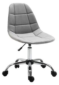 Vinsetto Sedia da Ufficio con Rotelle Girevole Ergonomica, Altezza Regolabile, Senza Braccioli, in Tessuto Effetto Velluto, Grigio | Aosom
