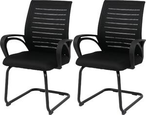 Set di 2 sedie da sala da pranzo HWC-K51, sedie con braccioli, tessuto/materiale tessile (250 g/m²) ~ nero, struttura nera