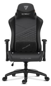 SENSE7 Spellcaster SENSHI XL Sedia da gaming in ecopelle nera - Sedia da ufficio ergonomica per persone di corporatura robusta, 160 kg, poltrona direzionale con imbottitura in schiuma a freddo e braccioli 2D