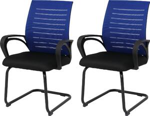 Set di 2 sedie da sala da pranzo HWC-K51, sedie con braccioli, tessuto/tessuto (250 g/m²) ~ blu, struttura nera