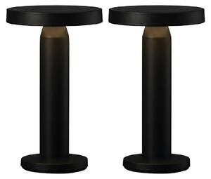 Luxus Europe - Lampada da tavolo solare Rio - Set da 2 pezzi, colore nero - Lampada da tavolo LED solare senza fili per esterni - Alimentazione a energia solare e ricarica tramite USB-C