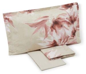 Completo Lenzuola In Percalle Lago-d'argento Matrimoniale - 250X290 175X205 + 2 Federe 50X80 Emporium Floreale Rosa Caleffi
