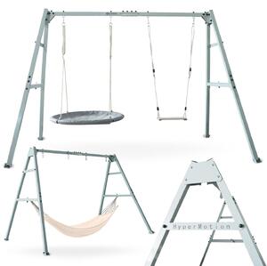 Altalena doppia con accessori - struttura in acciaio, nido per bambini, altalena, amaca