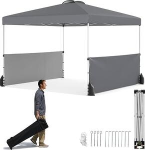 Gazebo da giardino 3x3 m, gazebo pop-up con 3 livelli di altezza regolabili, pareti laterali, pieghevole e trasportabile con borsa a rotelle, 8 picchetti, 4 ancore, 4 corde