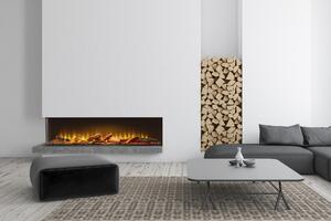 Acantha Aspire 125 camino elettrico angolare 130,4 cm, fiamma LED 3D, 2 kW, nero, da incasso in parete