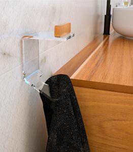 Appendino, porta Accappatoi e Asciugamani in plexiglass e Teak BRIGHT Dimensioni 9x8,5x h 8,5 cm stile moderno trasparente