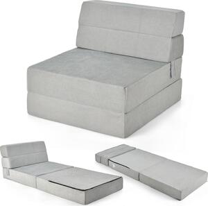Materasso pieghevole per ospiti, materasso pieghevole in schiuma da 15 cm di spessore, materasso pieghevole 3 in 1 con funzione letto, materasso da viaggio con rivestimento lavabile, poltrona letto per campeggio e viaggi, 190x71x15 cm (grigio)