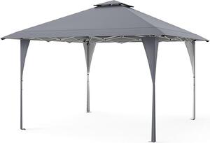 Gazebo da giardino pop-up da 395 x 395 cm, gazebo pieghevole con telo parasole, robusti pali in metallo e tettoia ventilata, che offre ombra