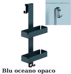 Griglia doccia a un Due Piani Dimensioni 25x15x h 65 cm con 2 ganci Fissi x Asciugamani , Accappatoi inalterabile nel tempo colore blu Oceano Opaco