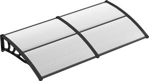 Tettoia per porta d'ingresso 199 x 99 cm, copertura in policarbonato e alluminio, tettoia per protezione dal sole, dalla pioggia e dal vento, tettoia a una falda per l'ingresso di casa, grigio