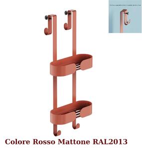 Griglia doccia a un Due Piani Dimensioni 25x15x h 65 cm con 2 ganci Fissi x Asciugamani , Accappatoi inalterabile nel tempo colore rosso mattone