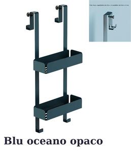 Griglia doccia a un Due Piani Dimensioni 25x15x h 65 cm con 2 ganci Fissi x Asciugamani , Accappatoi inalterabile nel tempo colore blu Oceano Opaco