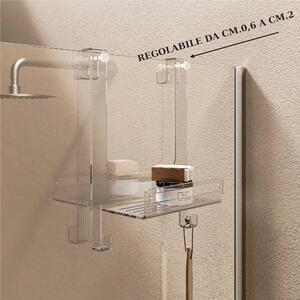 Griglia doccia In Plexiglass con ganci regolabili Dimensioni 30x13,5x h 41cm con 2 ganci Fissi x Asciugamani , Accappatoi inalterabile nel tempo trasparente