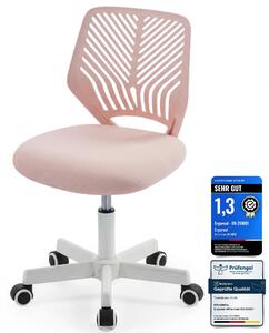 Sedia da ufficio ergonomica senza braccioli, regolabile in altezza, con rotelle, schienale confortevole, ideale per l'ufficio domestico, lo studio o l'uso personale. - Rosa