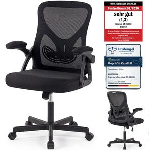 Sedia da ufficio ergonomica – Sedia da scrivania in rete, con supporto lombare, portata massima 150 kg, colore nero