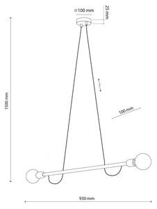 Lampadario su cavo HELIX 2xE27/15W/230V nero/pino