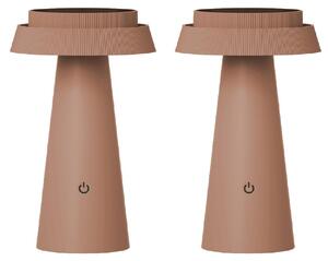 Luxus Europe - Lampada da tavolo solare Mambo - Set da 2 - Marrone moka - Lampada da tavolo solare LED per esterni, senza fili, alimentata a energia solare e ricaricabile tramite USB-C
