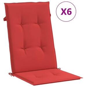 Cuscini per Sedie 6 pz Rossi 120x50x3 cm in Tessuto