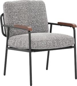 Sedia da salotto imbottita con schienale imbottito e struttura in metallo, sedia decorativa trapuntata con braccioli in legno massello di albero della gomma, sedia decorativa moderna, grigia