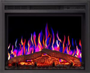 ArtiFlame Camino elettrico AF24 Multicolor Camino elettrico da incasso con funzione riscaldante 900/1800 W, effetto fiamma 3D realistico, illuminazione a LED, timer, nero