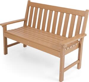 Panchina da giardino per 2 persone, panchina da parco in plastica con schienale alto, panchina da esterno, resistente alle intemperie, per giardino e terrazza, 132 x 65 x 91 cm (colore naturale)