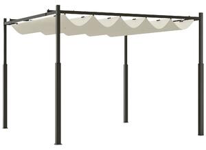 Outsunny Gazebo Pergola 3x3 m con Tettuccio Retrattile, 8 Viti e 8 Picchetti, in Poliestere 180g e Metallo, Bianco Crema