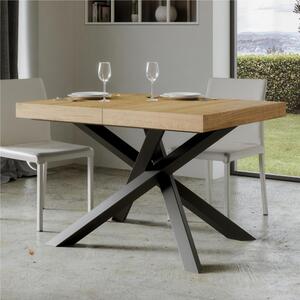 Tavolo Allungabile 120 cm con 2 allunghe VOLANTIS Premium Dimensioni 90x120xh77 cm estensibile fino a 224 cm Allunghe da 52 cm, gambe in Ferro verniciate Bianche, piano Quercia Natura